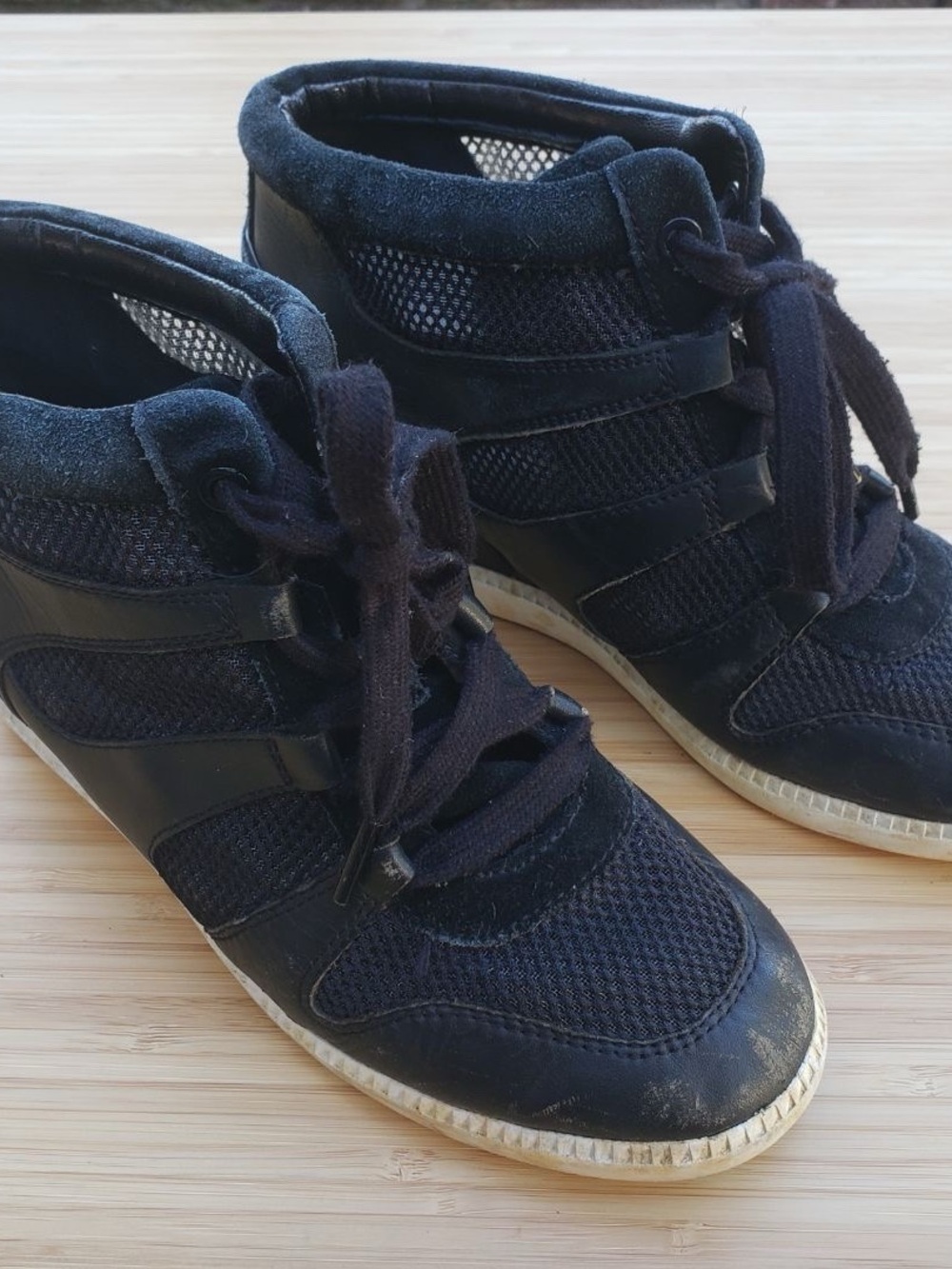 Women's Black Wedge Sneaker - Casual Lace-Up Athletic Style